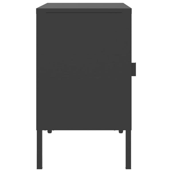 Nachttisch Gabriolena, schwarz, 50x35x60cm (Glas und Stahl)