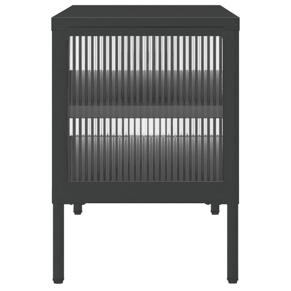 Schwarzer TV-Schrank Ivantula 105x35x50cm (Glas und Stahl)
