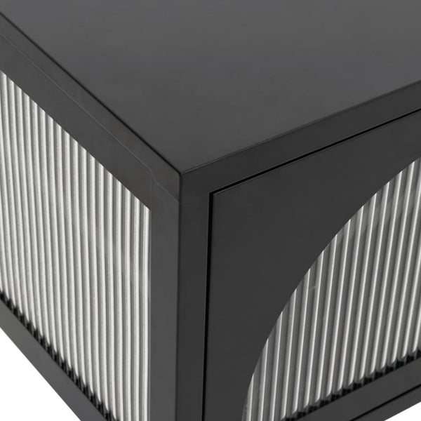 Schwarzer TV-Schrank Ivantula 105x35x50cm (Glas und Stahl)