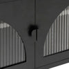 Schwarzer TV-Schrank Ivantula 105x35x50cm (Glas und Stahl)