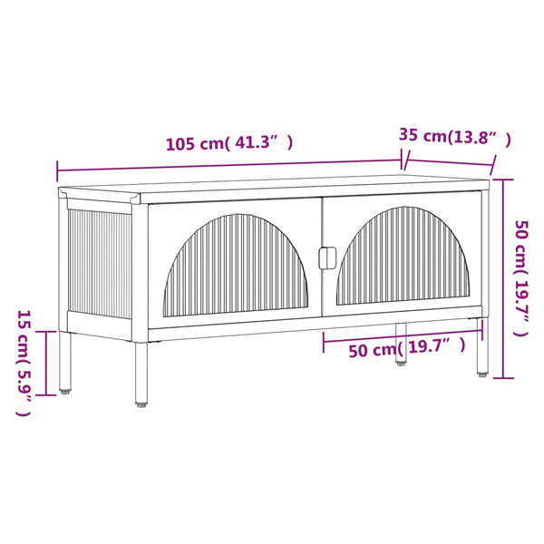 Schwarzer TV-Schrank Ivantula 105x35x50cm (Glas und Stahl)