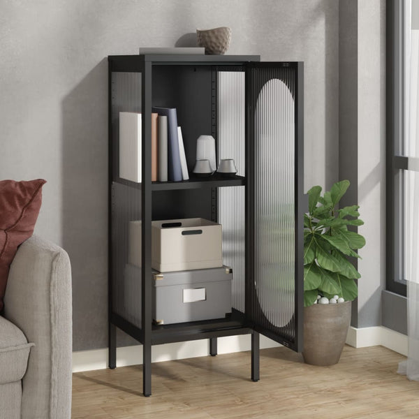 Schwarze Kommode Secosa 40x35x105cm (Glas und Stahl)