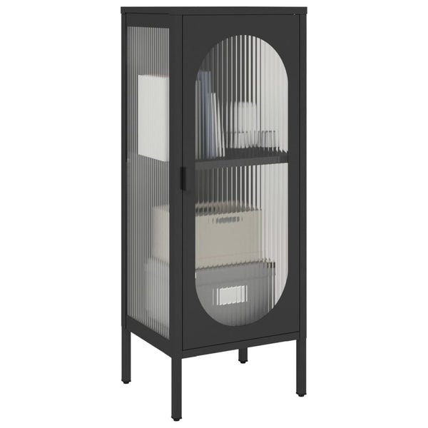 Schwarze Kommode Secosa 40x35x105cm (Glas und Stahl)