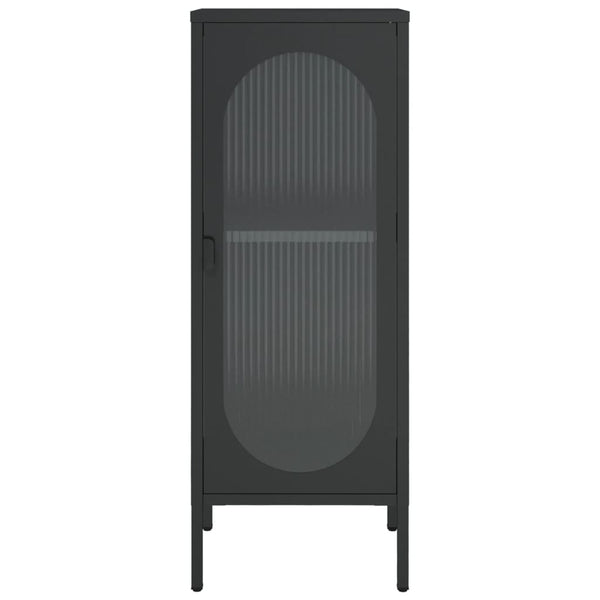 Schwarze Kommode Secosa 40x35x105cm (Glas und Stahl)