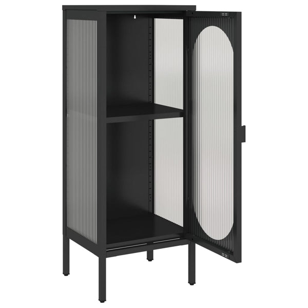 Schwarze Kommode Secosa 40x35x105cm (Glas und Stahl)