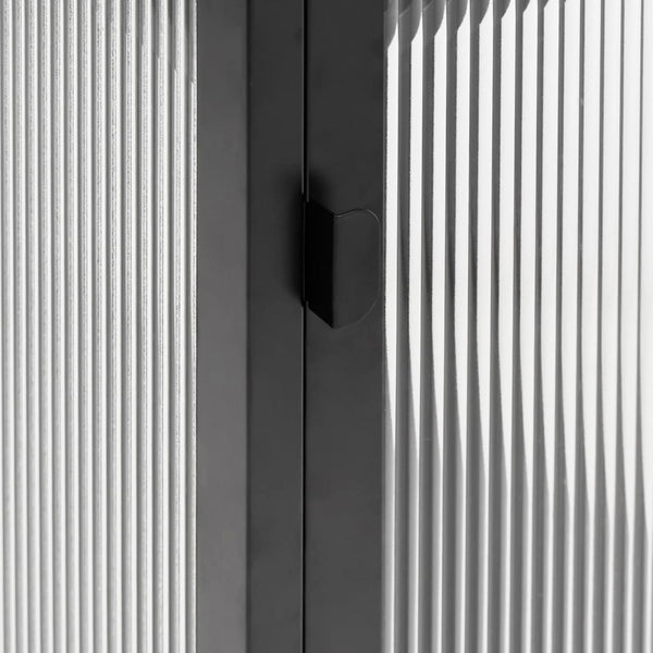 Schwarze Kommode Secosa 40x35x105cm (Glas und Stahl)