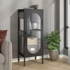 Schwarze Kommode Secosa 40x35x105cm (Glas und Stahl)