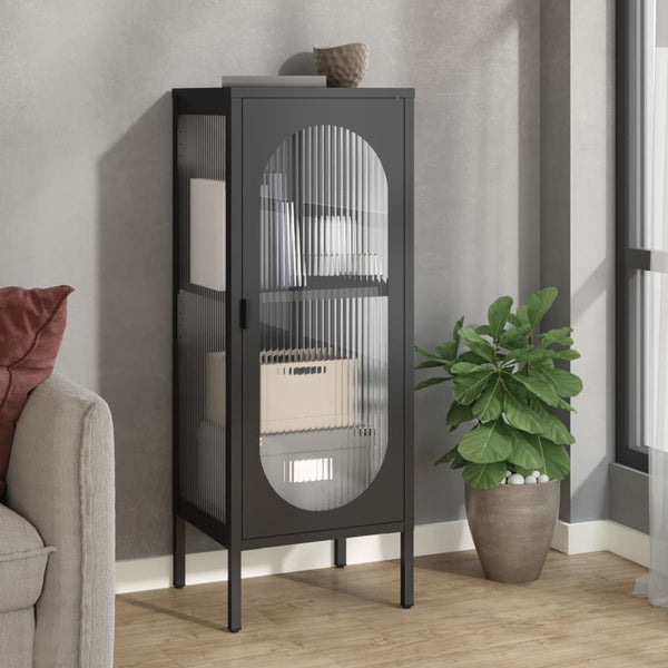 Schwarze Kommode Secosa 40x35x105cm (Glas und Stahl)