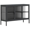 Schwarzes Sideboard Corabia 105x35x70cm (Glas und Stahl)