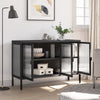 Schwarzes Sideboard Corabia 105x35x70cm (Glas und Stahl)