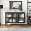 Schwarzes Sideboard Corabia 105x35x70cm (Glas und Stahl)