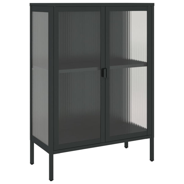 Schwarzes Sideboard Csaki 75x35x105cm (Glas und Stahl)