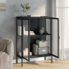 Schwarzes Sideboard Csaki 75x35x105cm (Glas und Stahl)