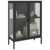 Schwarzes Sideboard Csaki 75x35x105cm (Glas und Stahl)
