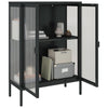 Schwarzes Sideboard Csaki 75x35x105cm (Glas und Stahl)