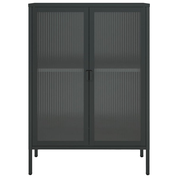 Schwarzes Sideboard Csaki 75x35x105cm (Glas und Stahl)