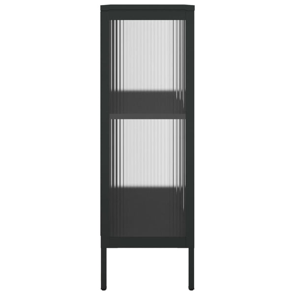 Schwarzes Sideboard Csaki 75x35x105cm (Glas und Stahl)