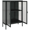 Schwarzes Sideboard Csaki 75x35x105cm (Glas und Stahl)