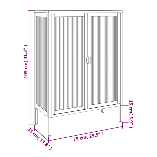 Schwarzes Sideboard Csaki 75x35x105cm (Glas und Stahl)