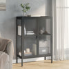 Schwarzes Sideboard Csaki 75x35x105cm (Glas und Stahl)