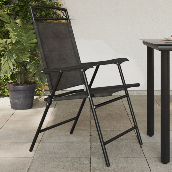 4 klappbare Gartenstühle Humberto grau (Stahl und Textilgewebe)
