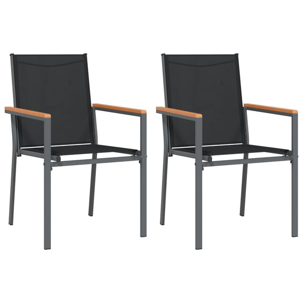Schwarze Gartenstühle Galit 55x61,5x90cm (2 St. Textilgewebe und Stahl)