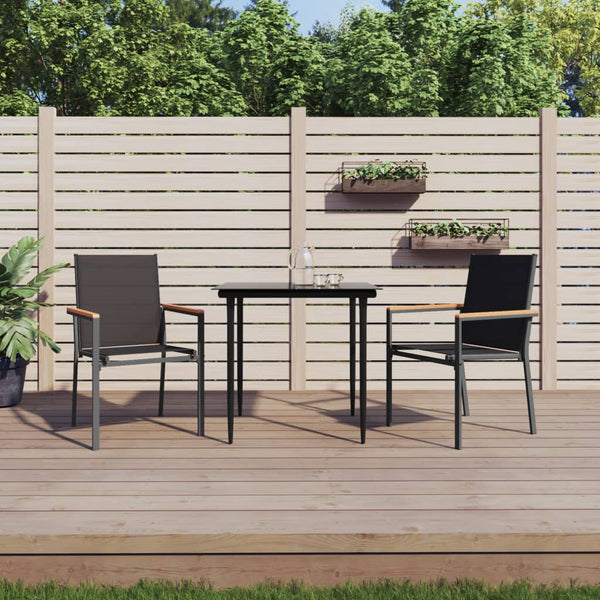 Schwarze Gartenstühle Galit 55x61,5x90cm (2 St. Textilgewebe und Stahl)