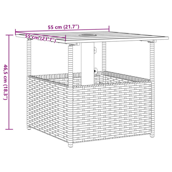 Schwarzer Gartentisch Elisabeth 55x55x46,5cm (Polyrattan)