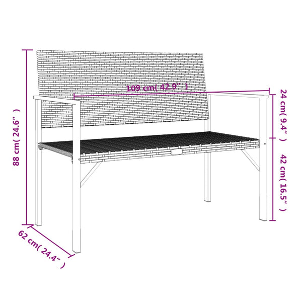 Gartenbank Pavaleanu, grau (2-Sitzer, Polyrattan)