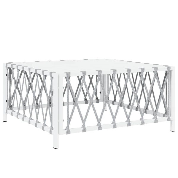 Weißer Gartentisch Risula 70x70x34cm (gewebter Stoff)
