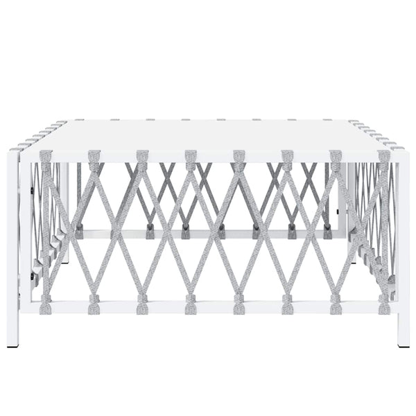 Weißer Gartentisch Risula 70x70x34cm (gewebter Stoff)