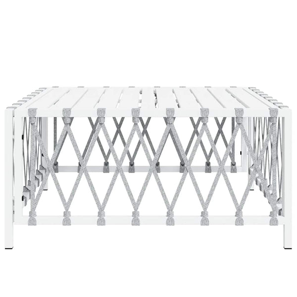Weißer Gartentisch Risula 70x70x34cm (gewebter Stoff)