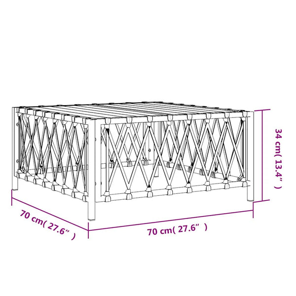 Weißer Gartentisch Risula 70x70x34cm (gewebter Stoff)