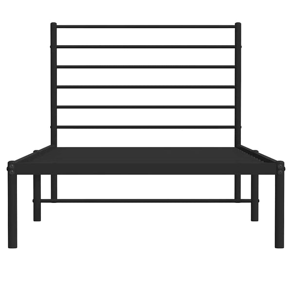 Schwarzes Metallbettgestell mit Kopfteil Petronius 90x190cm