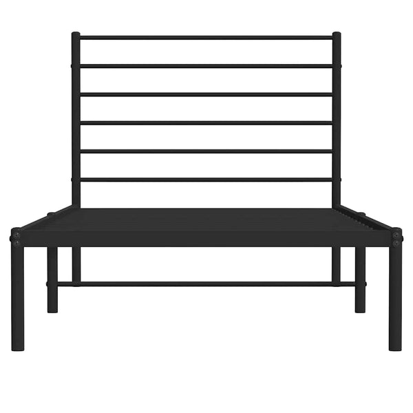 Schwarzes Metallbettgestell mit Kopfteil Petronius 100x200cm