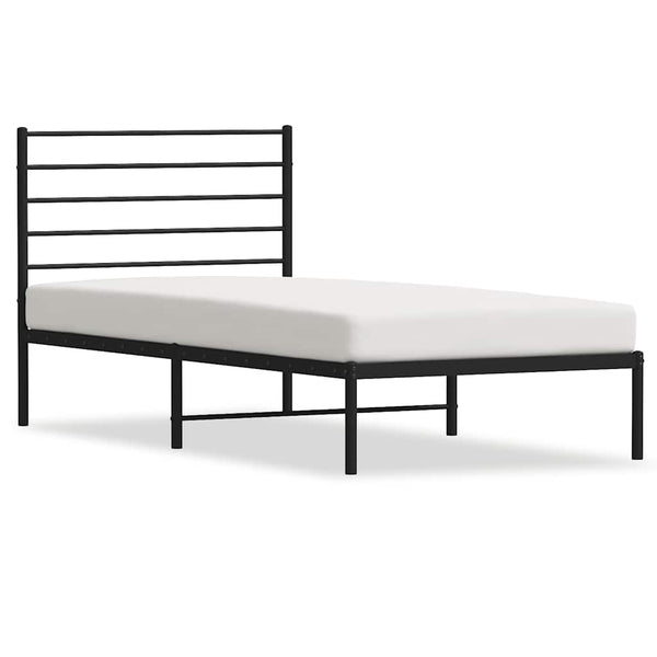 Schwarzes Metallbettgestell mit Kopfteil Petronius 107x203cm