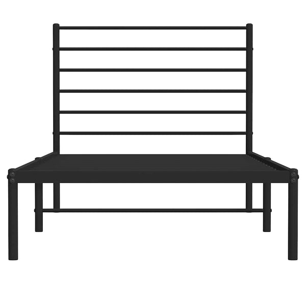 Schwarzes Metallbettgestell mit Kopfteil Petronius 107x203cm