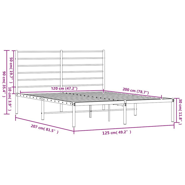 Schwarzes Metallbettgestell mit Kopfteil Petronius 120x200cm