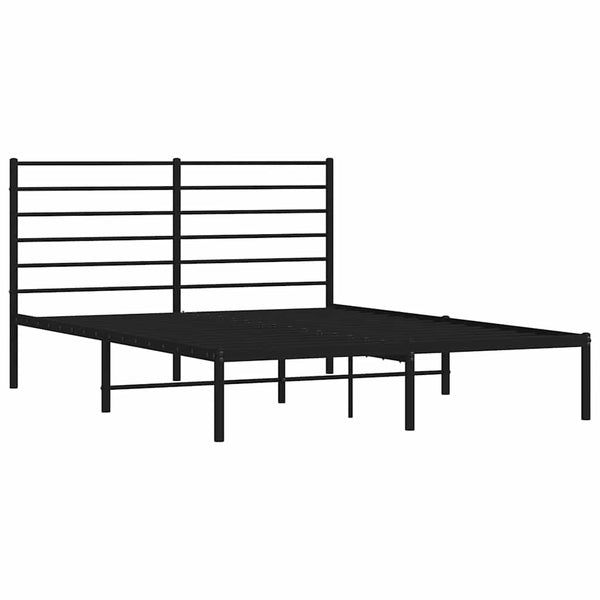 Schwarzes Metallbettgestell mit Kopfteil Petronius 140x200cm