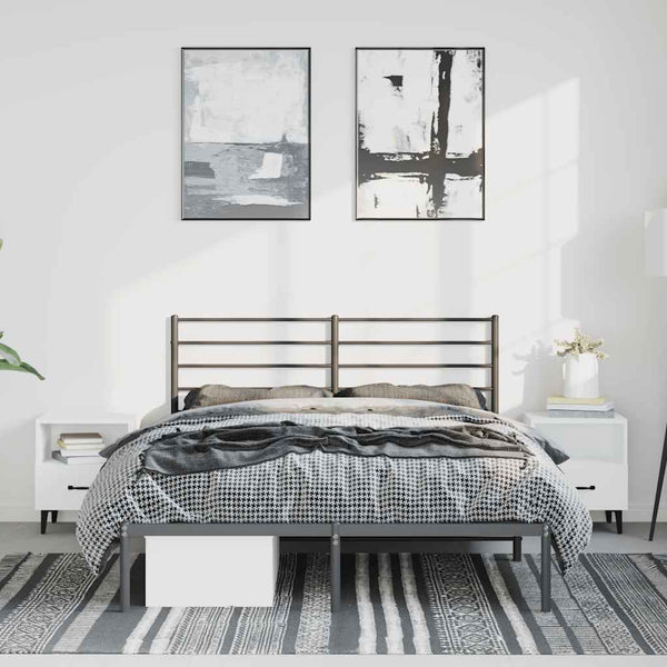 Schwarzes Metallbettgestell mit Kopfteil Petronius 150x200cm