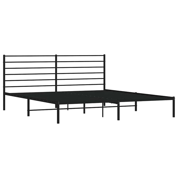 Schwarzes Metallbettgestell mit Kopfteil Petronius 180x200cm