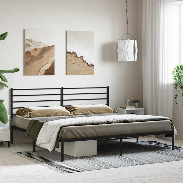 Schwarzes Metallbettgestell mit Kopfteil Petronius 180x200cm