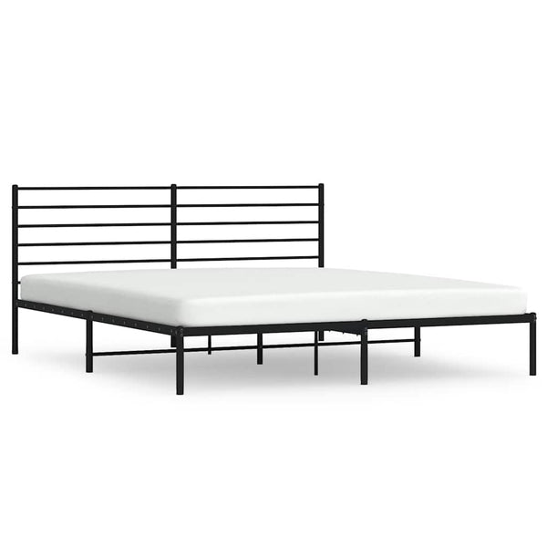 Schwarzes Metallbettgestell mit Kopfteil Petronius 183x213cm