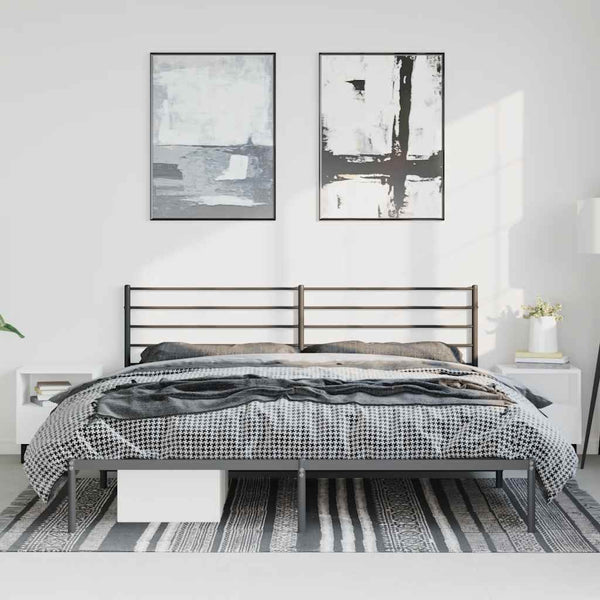 Schwarzes Metallbettgestell mit Kopfteil Petronius 183x213cm