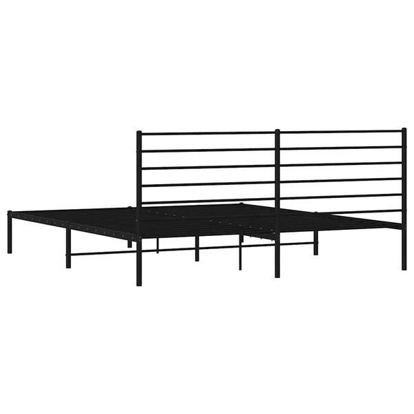 Schwarzes Metallbettgestell mit Kopfteil Petronius 183x213cm