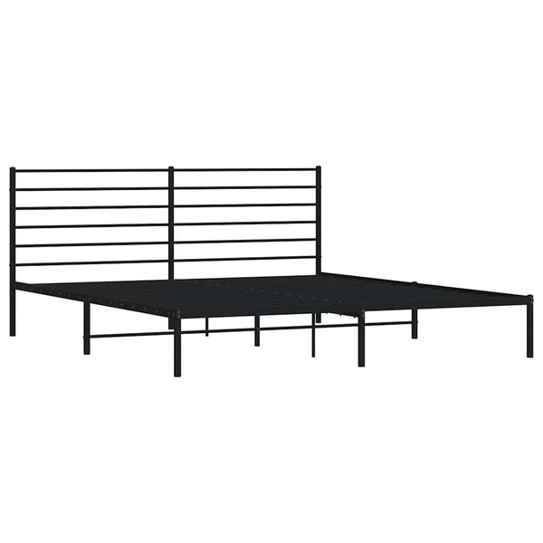 Schwarzes Metallbettgestell mit Kopfteil Petronius 193x203cm