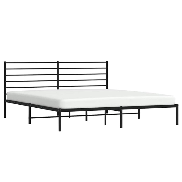 Schwarzes Metallbettgestell mit Kopfteil Petronius 193x203cm