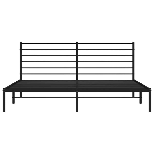 Schwarzes Metallbettgestell mit Kopfteil Petronius 193x203cm