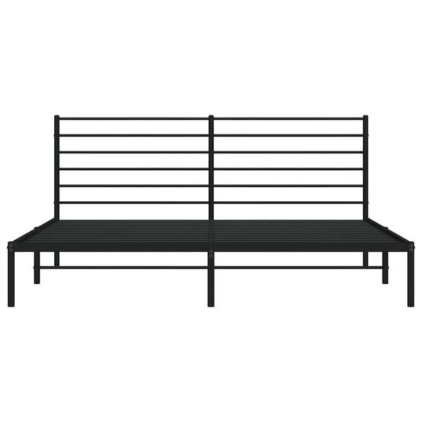 Schwarzes Metallbettgestell mit Kopfteil Petronius 200x200cm