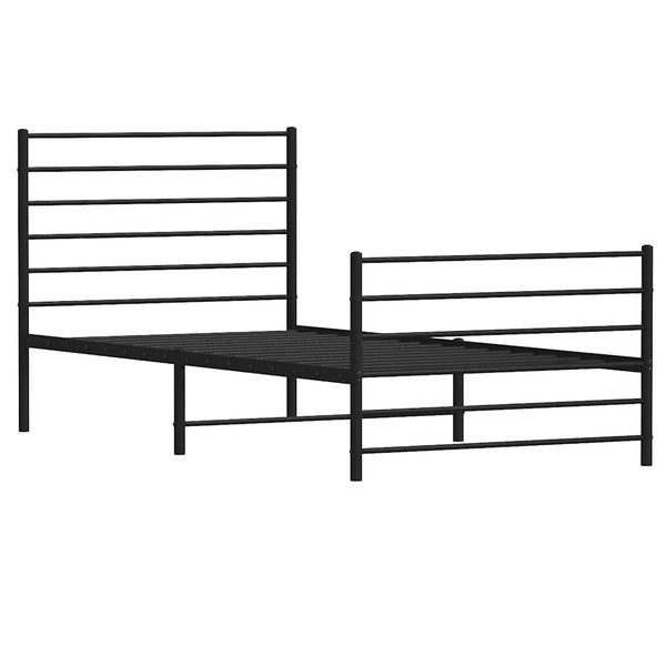 Schwarzes Metallbettgestell mit Kopfteil Petronius 75x190cm